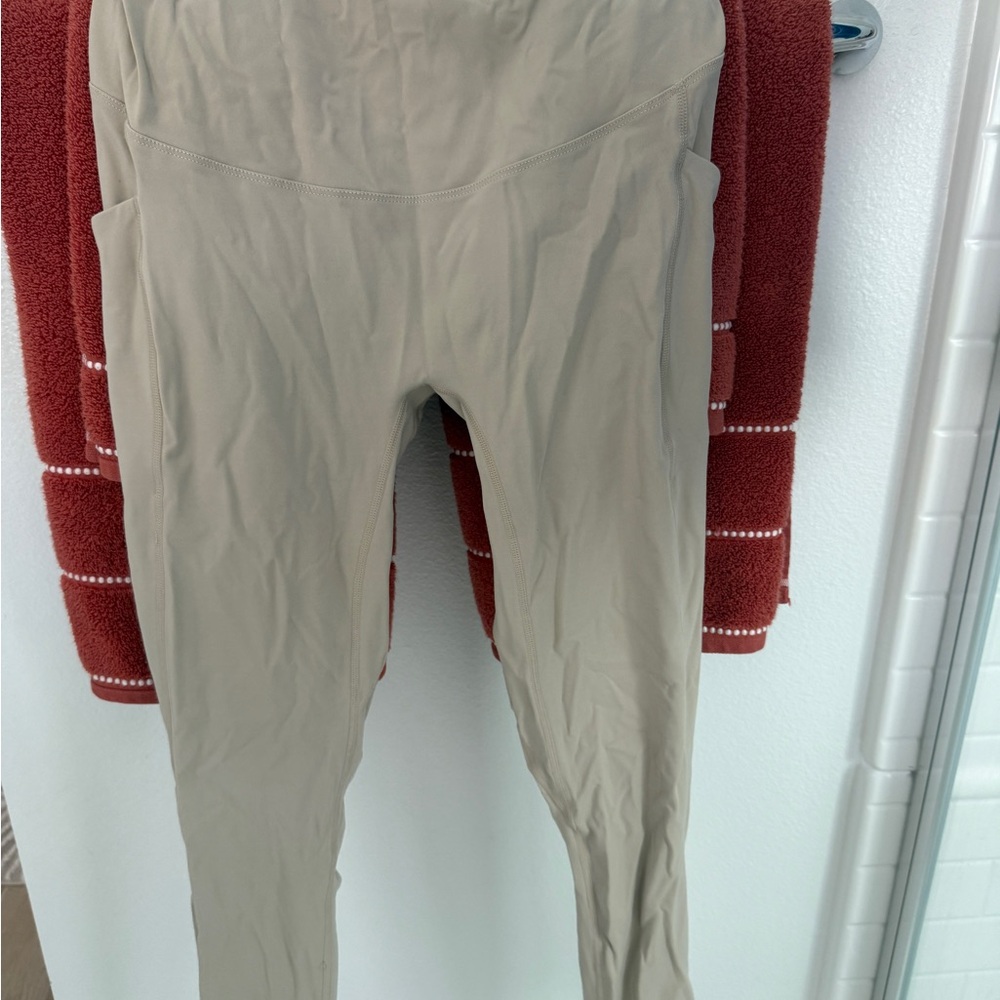 Beige High-Waisted Leggings